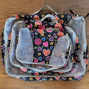 Mia toro Italia-Pocket Travel cubes Black with Pink & Yellow Hearts